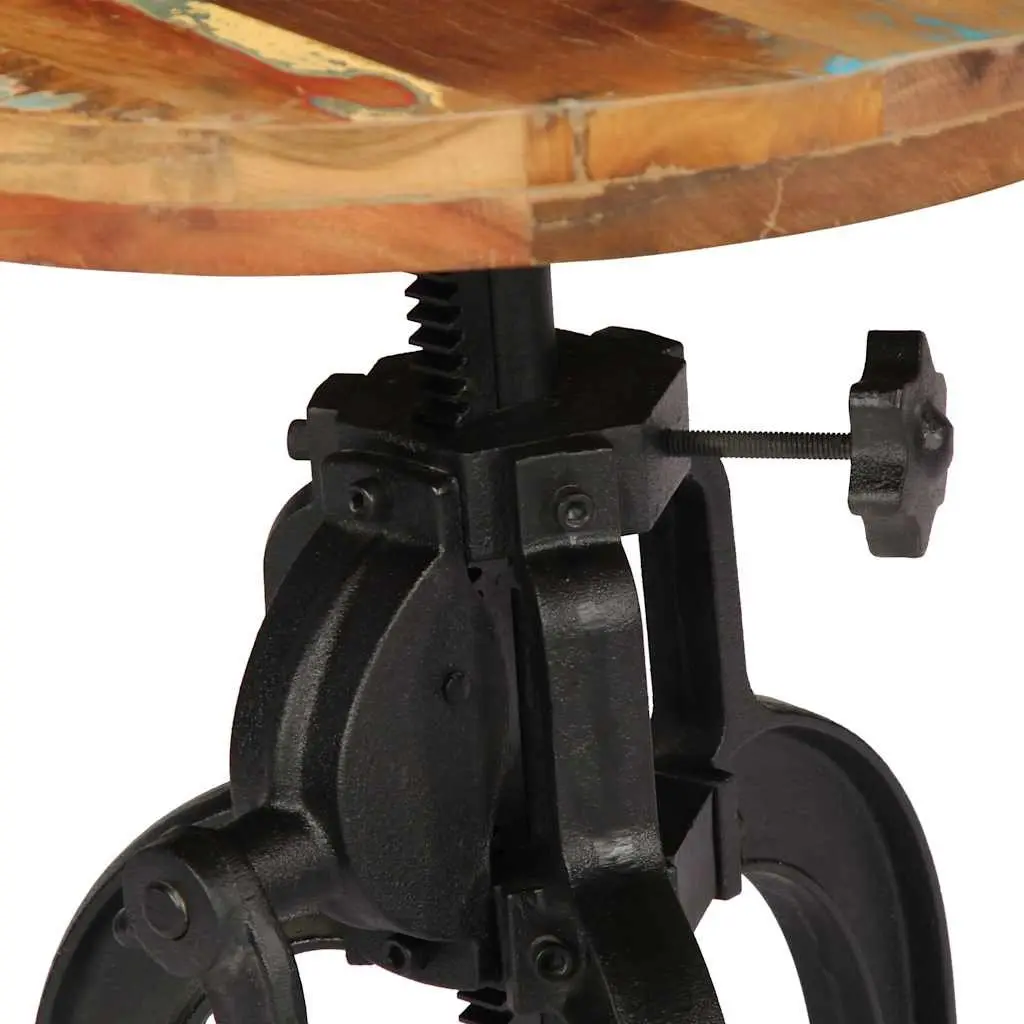 Adjustable Side Table with Reclaimed Wood & Cast Iron