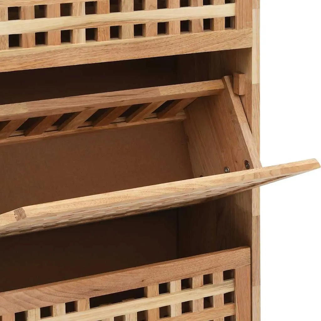 Shoe Storage Cabinet 55x20x104 cm Brown Solid Wood Lattice Design Organiser