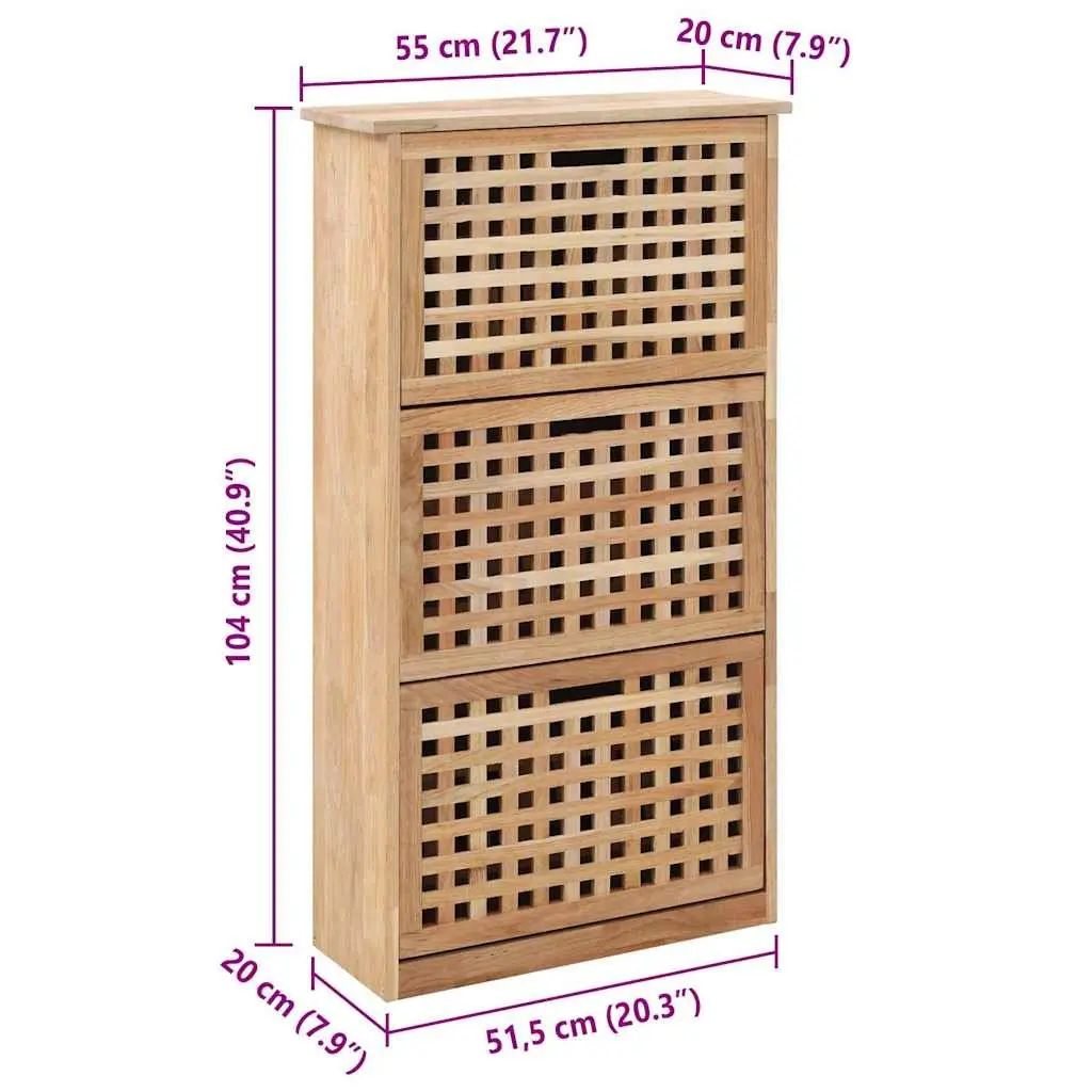 Shoe Storage Cabinet 55x20x104 cm Brown Solid Wood Lattice Design Organiser