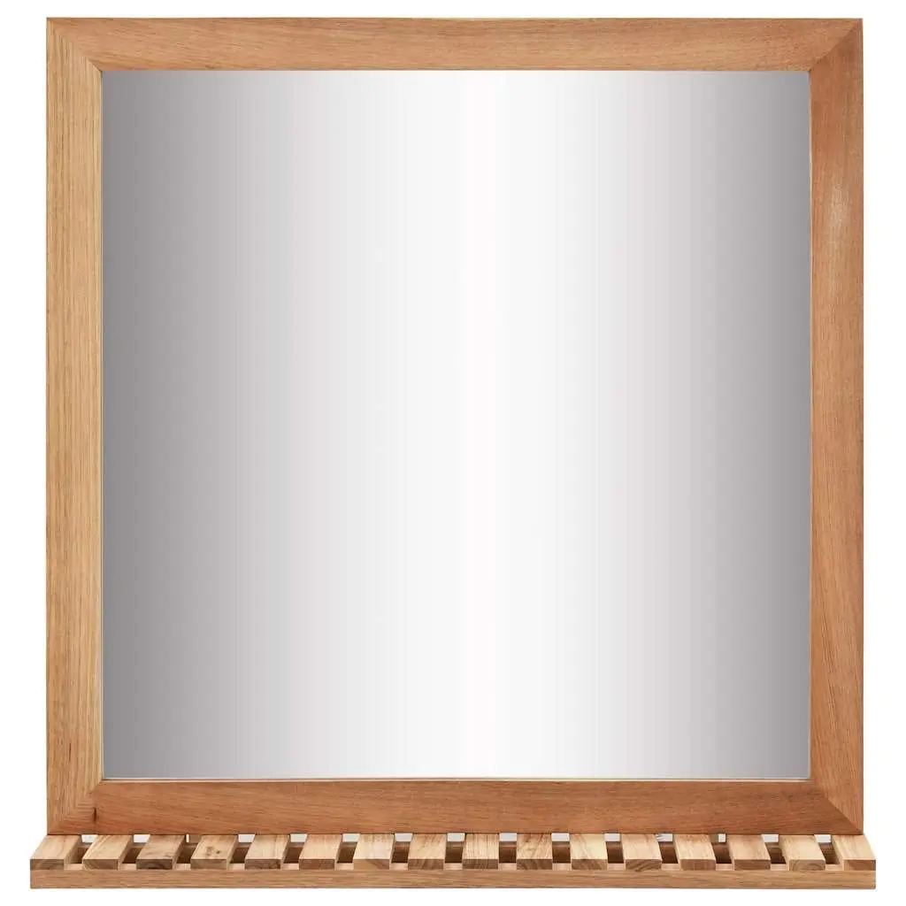 Bathroom Mirror with Solid Walnut Shelf 60x12x62 cm