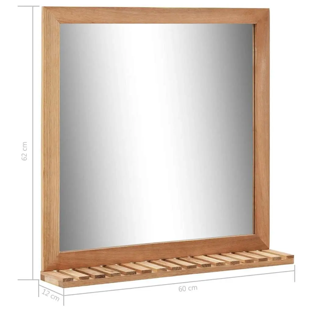 Bathroom Mirror with Solid Walnut Shelf 60x12x62 cm