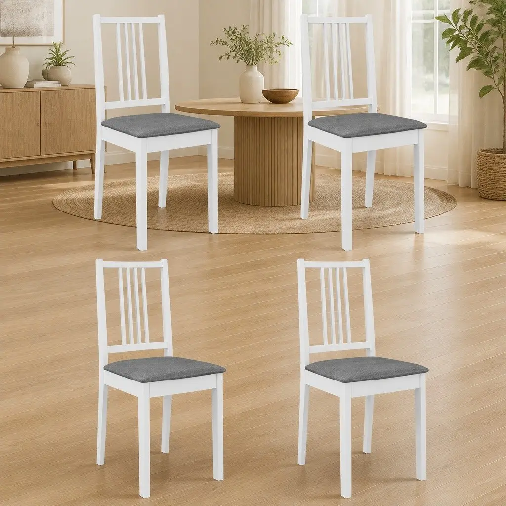 Solid Wood Dining Chairs with Cushions, Set of 4