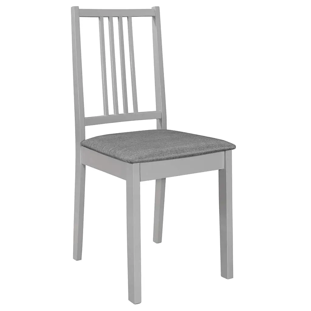 Solid Wood Dining Chairs Set of 4 with Grey Cushions