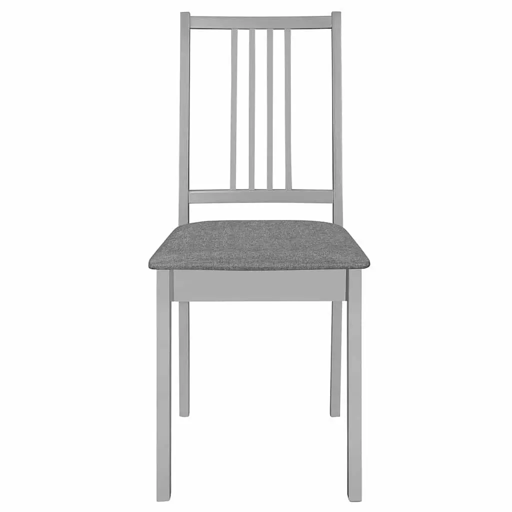 Solid Wood Dining Chairs Set of 4 with Grey Cushions