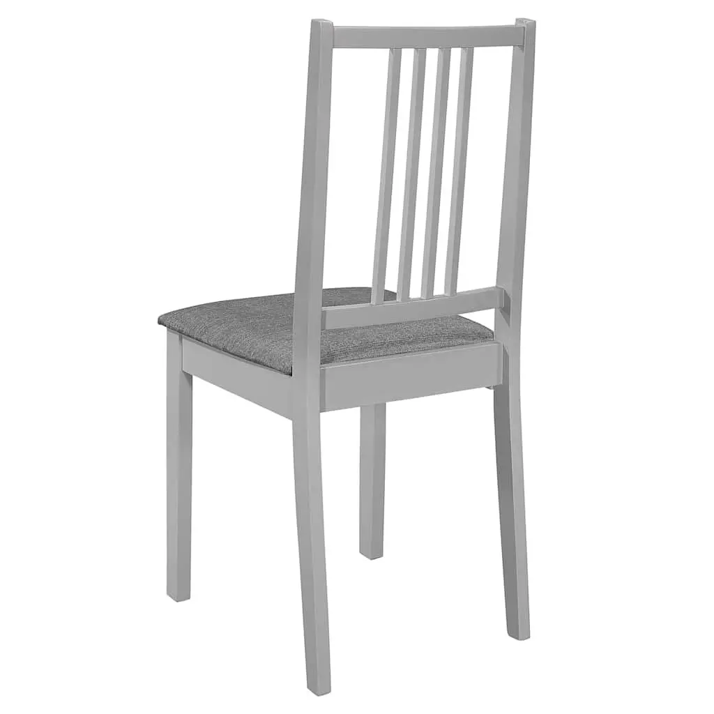 Solid Wood Dining Chairs Set of 4 with Grey Cushions