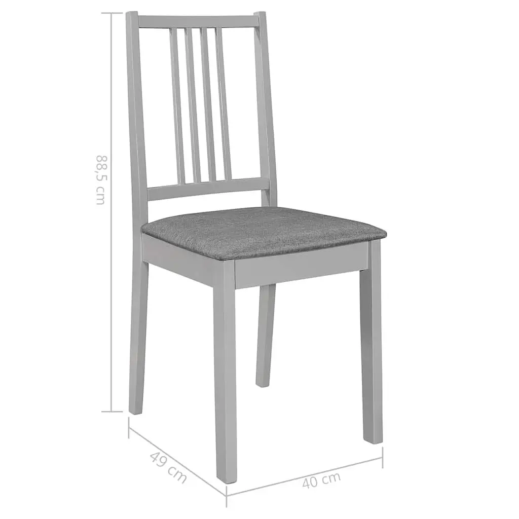 Solid Wood Dining Chairs Set of 4 with Grey Cushions