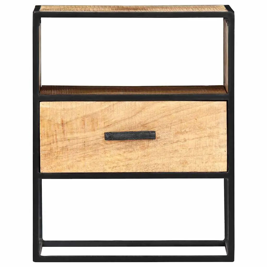 Bedside Table Solid Mango Wood 40x30x50cm Brown with Steel Legs