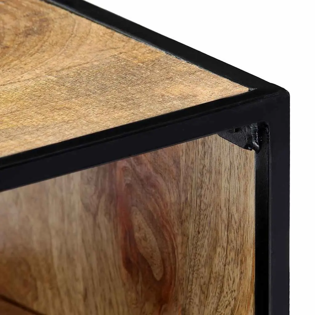 Bedside Table Solid Mango Wood 40x30x50cm Brown with Steel Legs