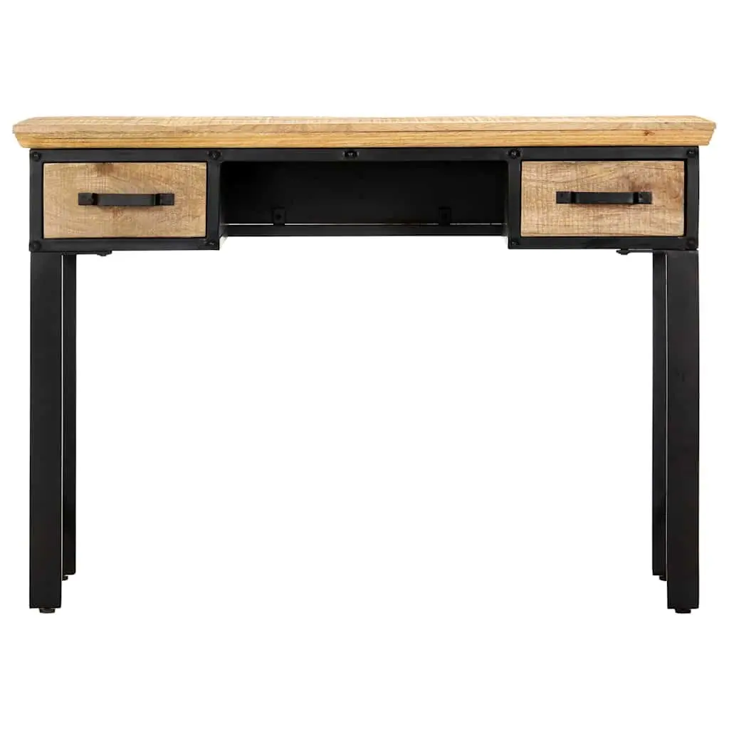 Solid Wood Writing Desk with 2 Drawers, 110x50 cm, Brown