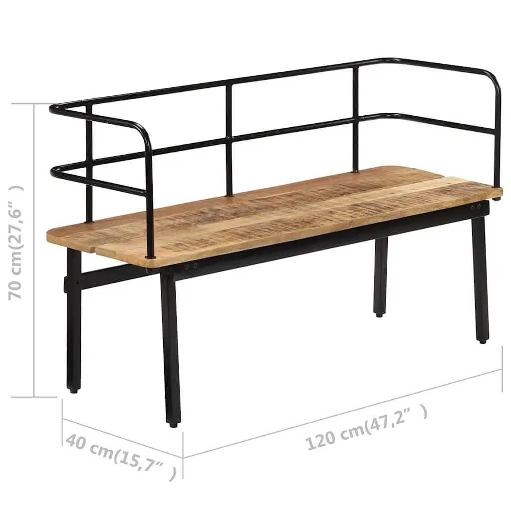 Solid Mango Wood Bench with Iron Legs