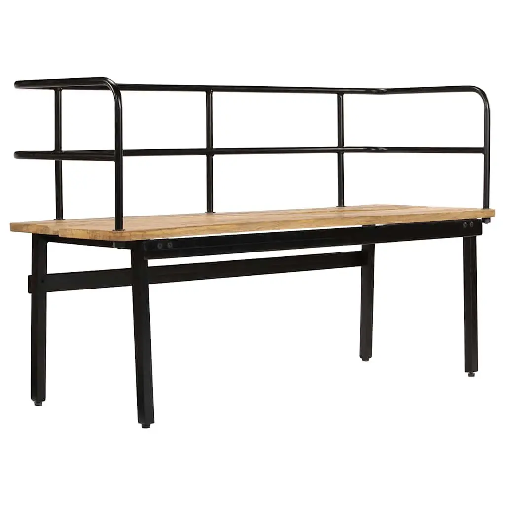 Solid Mango Wood Bench with Iron Legs