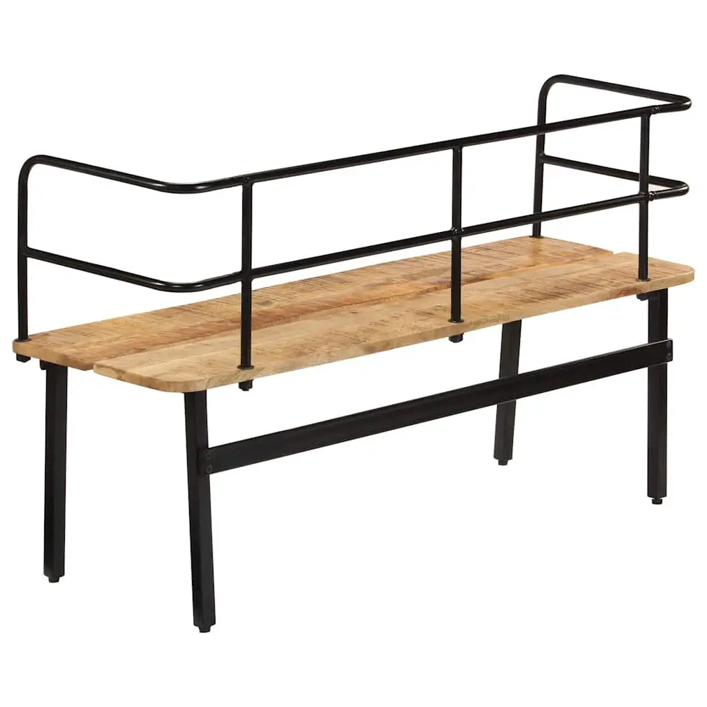 Solid Mango Wood Bench with Iron Legs
