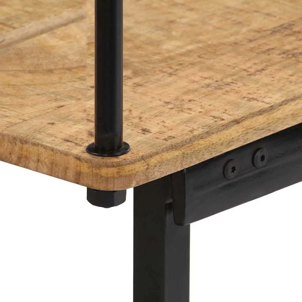 Solid Mango Wood Bench with Iron Legs