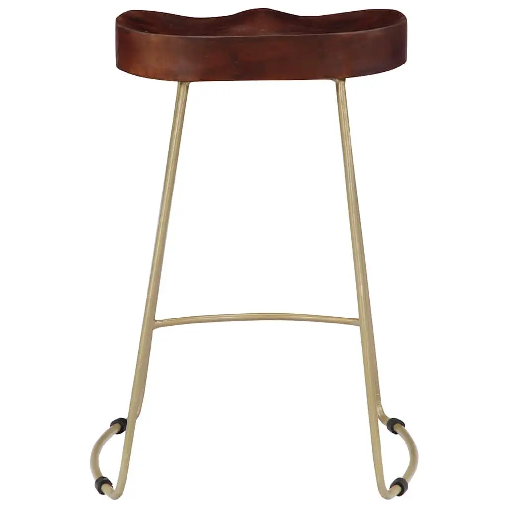 Bar Stools 2 pcs Solid Mango Wood Retro Vintage Kitchen Counter Dining Chair Set