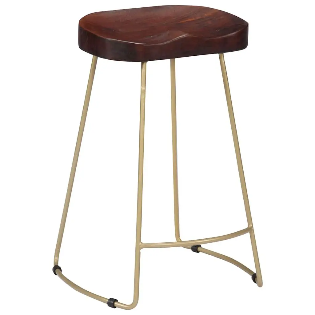 Bar Stools 2 pcs Solid Mango Wood Retro Vintage Kitchen Counter Dining Chair Set