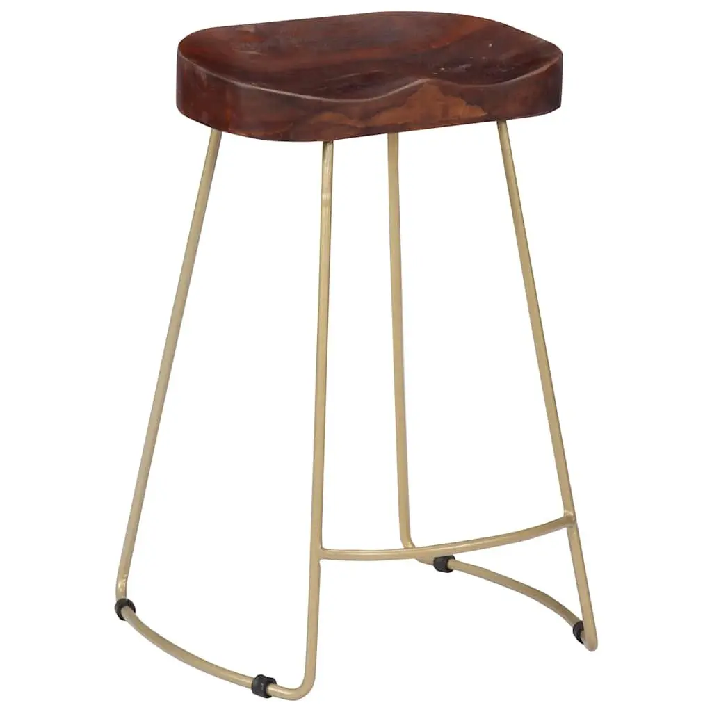 Bar Stools 2 pcs Solid Mango Wood Retro Vintage Kitchen Counter Dining Chair Set