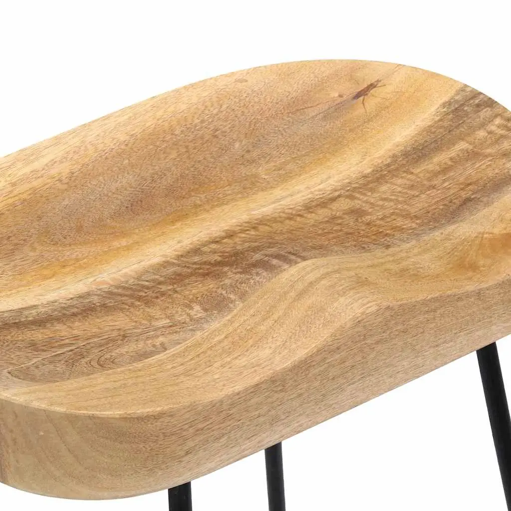 Solid Mango Wood Bar Stools 2 pcs for Retro Style