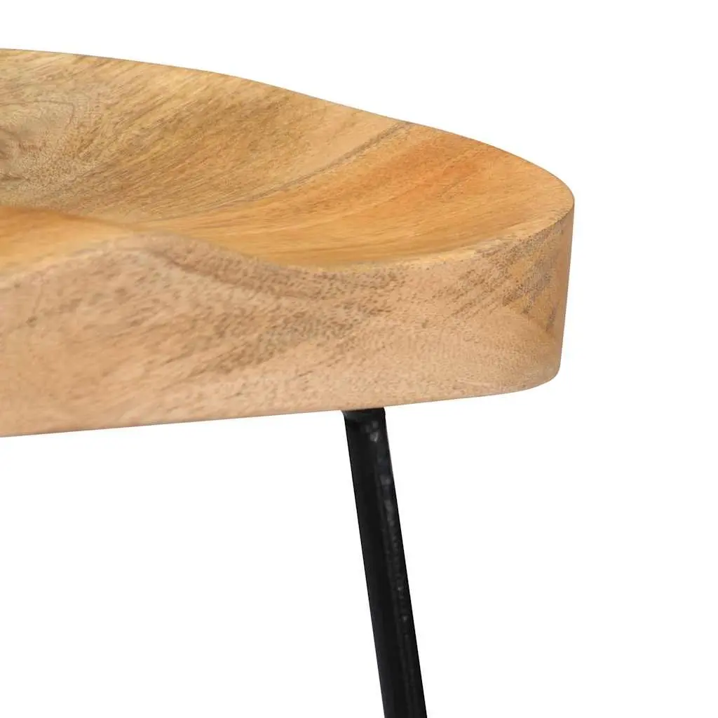 Solid Mango Wood Bar Stools 2 pcs for Retro Style