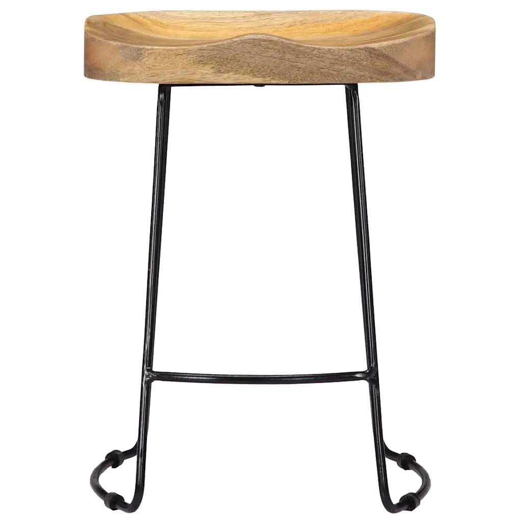 Solid Mango Wood Bar Stools 2 pcs for Retro Style