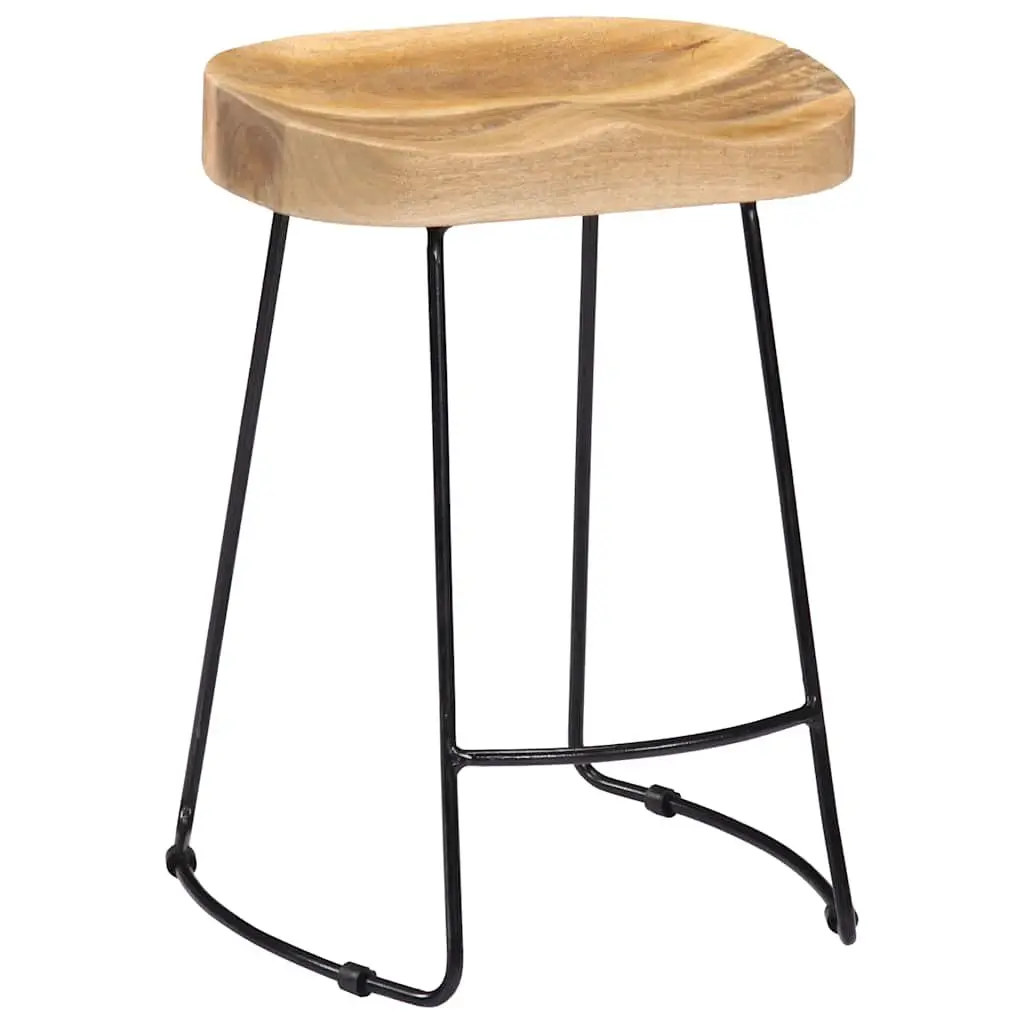 Solid Mango Wood Bar Stools 2 pcs for Retro Style