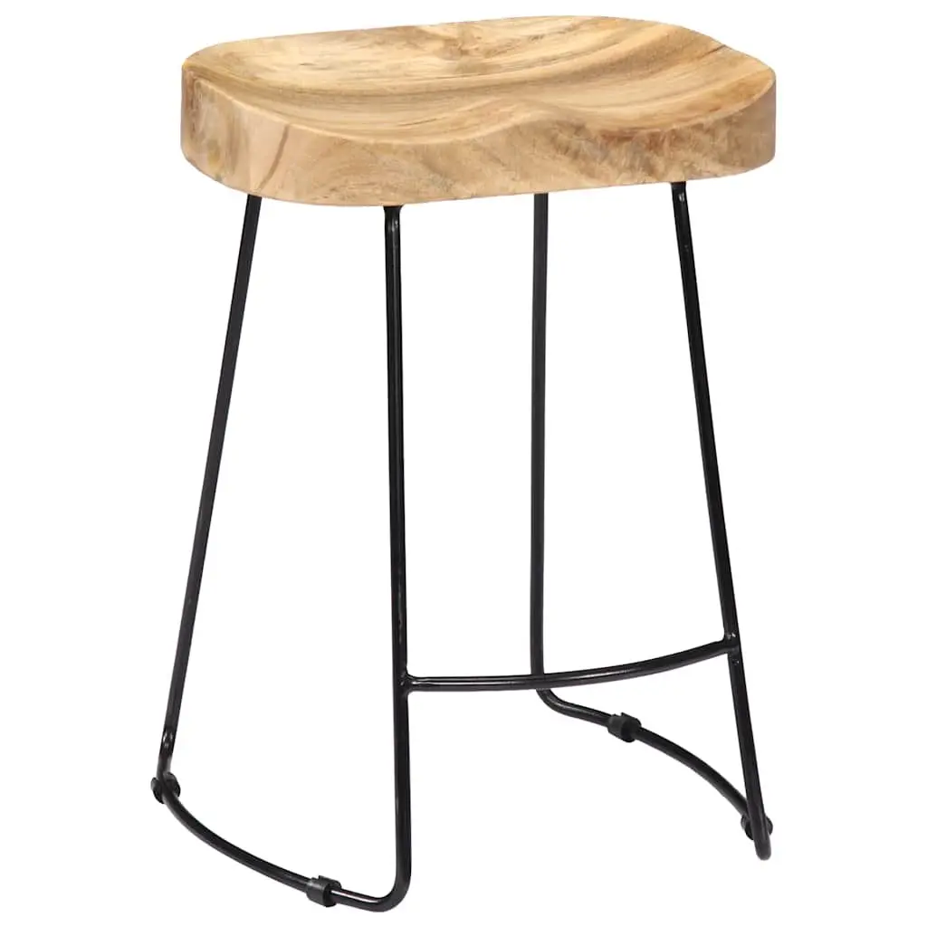 Solid Mango Wood Bar Stools 2 pcs for Retro Style