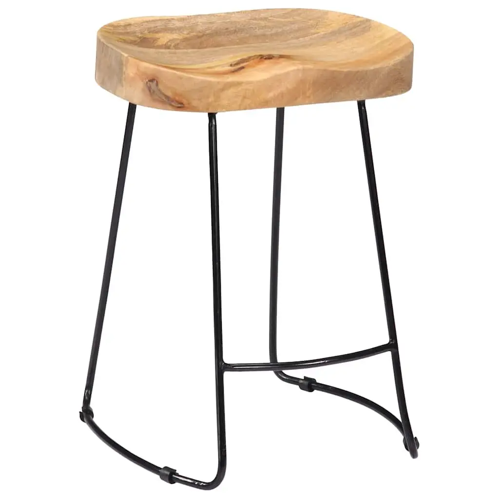 Solid Mango Wood Bar Stools 2 pcs for Retro Style