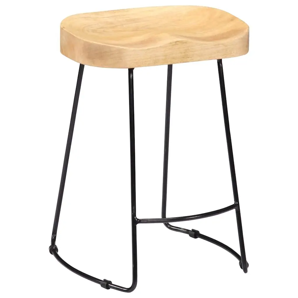 Solid Mango Wood Bar Stools 2 pcs for Retro Style
