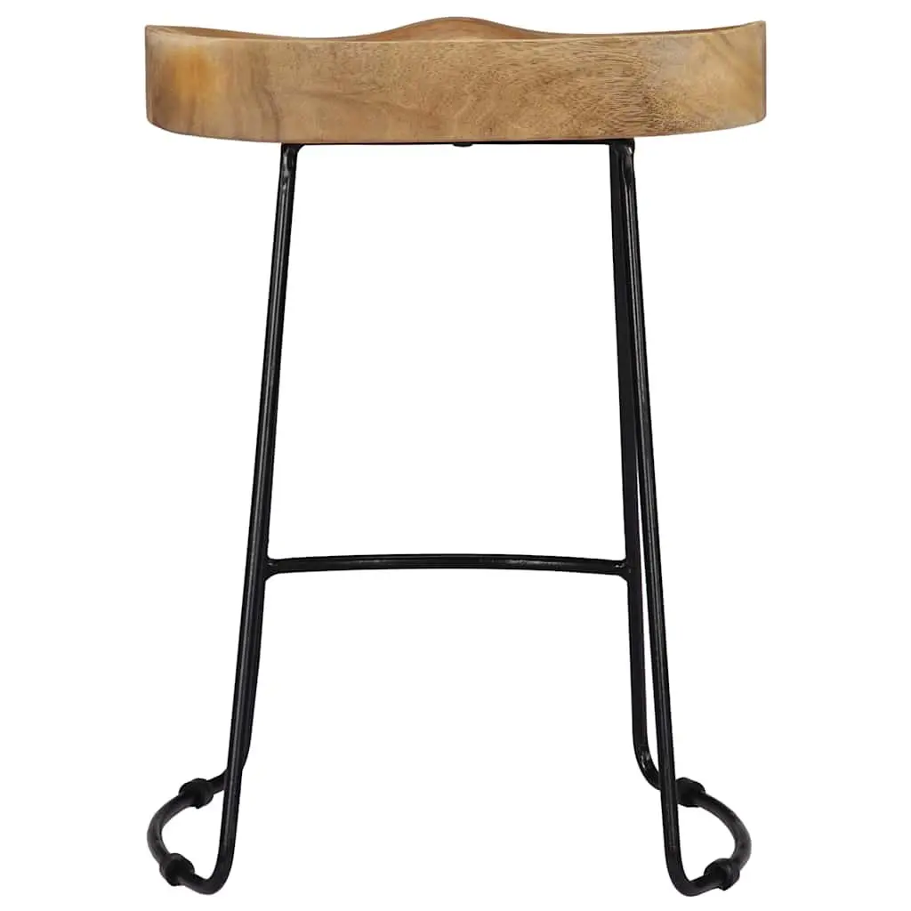Solid Mango Wood Bar Stools 2 pcs for Retro Style