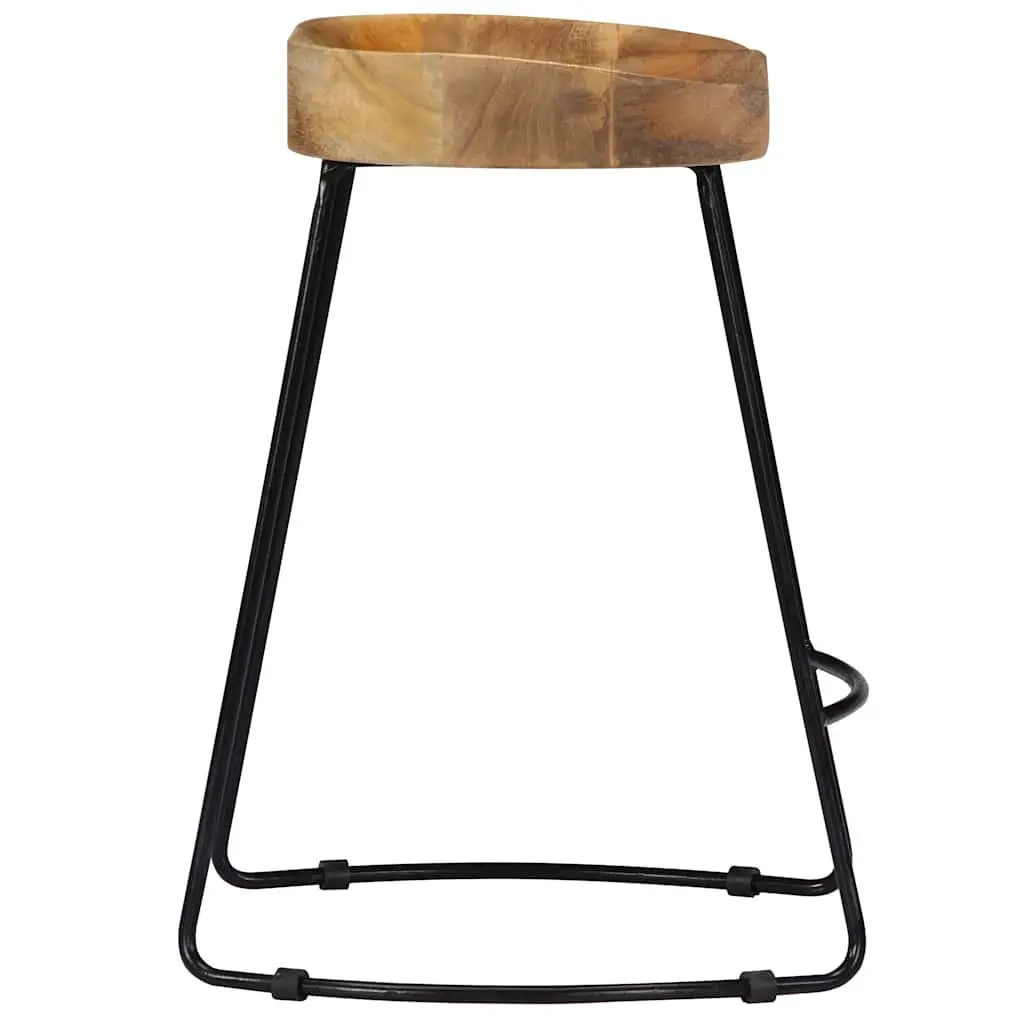 Solid Mango Wood Bar Stools 2 pcs for Retro Style