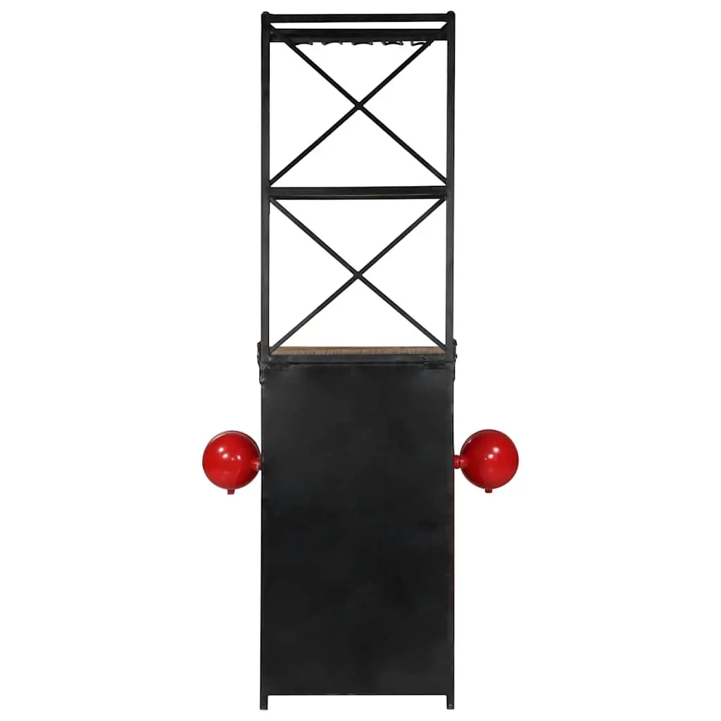 Solid Mango Wood Tractor Wine Cabinet 49x31x172cm Red 2 Shelves 9 Bottle Holders
