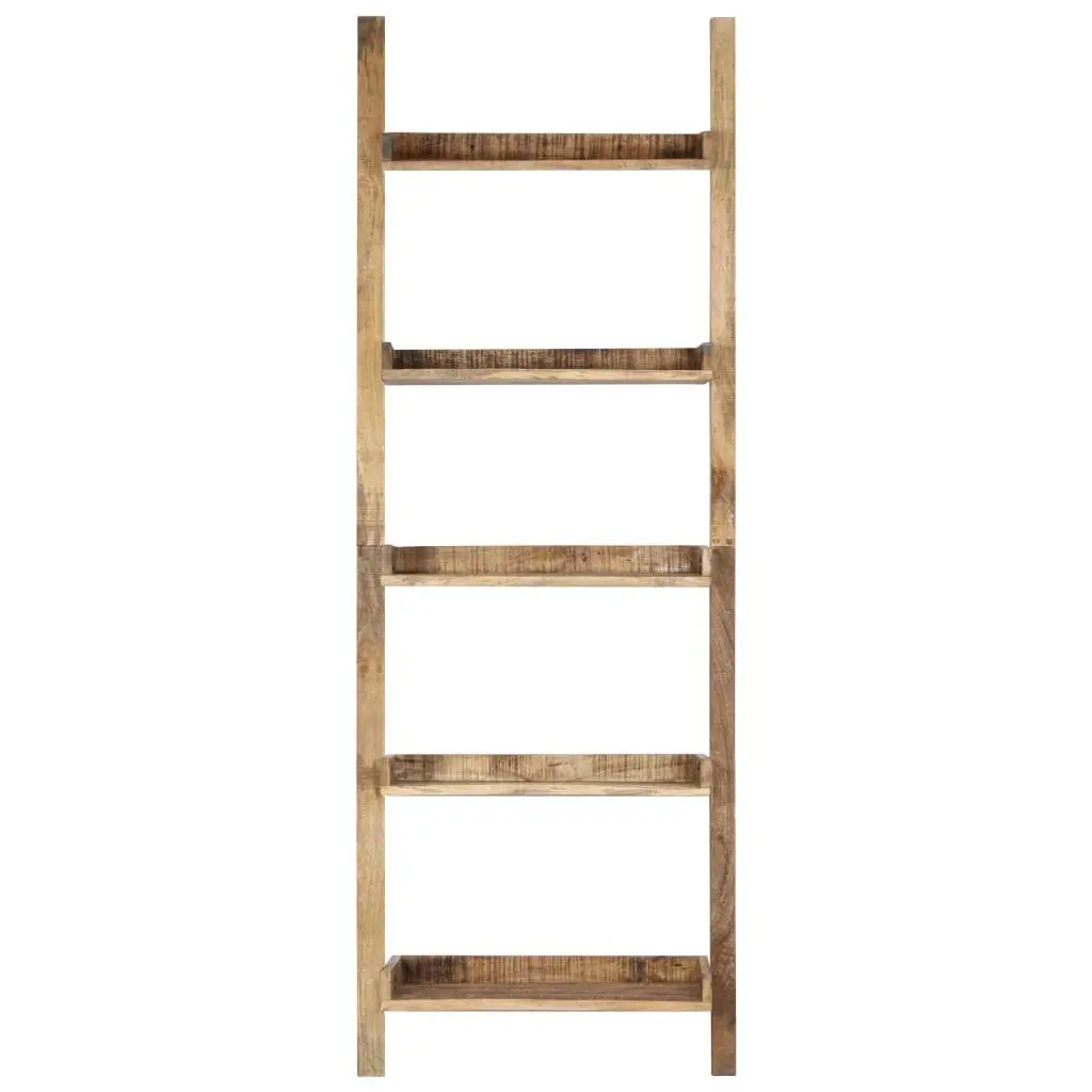 Ladder Shelf Solid Mango Wood 5-Tier Brown Display Rack