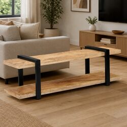 TV Cabinet 130x40x40 cm Solid Mango Wood Brown Industrial Style Living Room