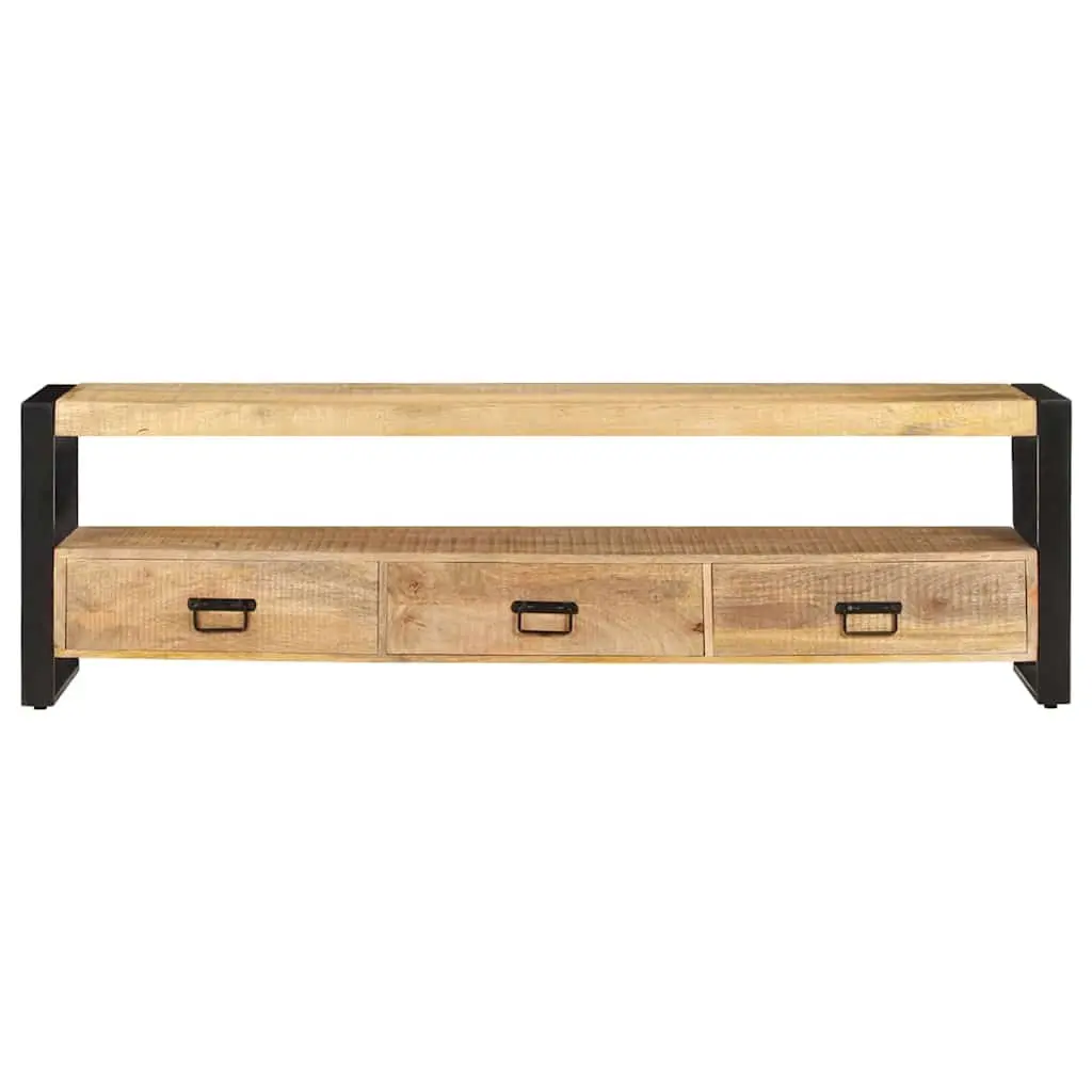 TV Cabinet Solid Mango Wood 150x30x45 cm Brown Rustic Lowboard Storage Drawers