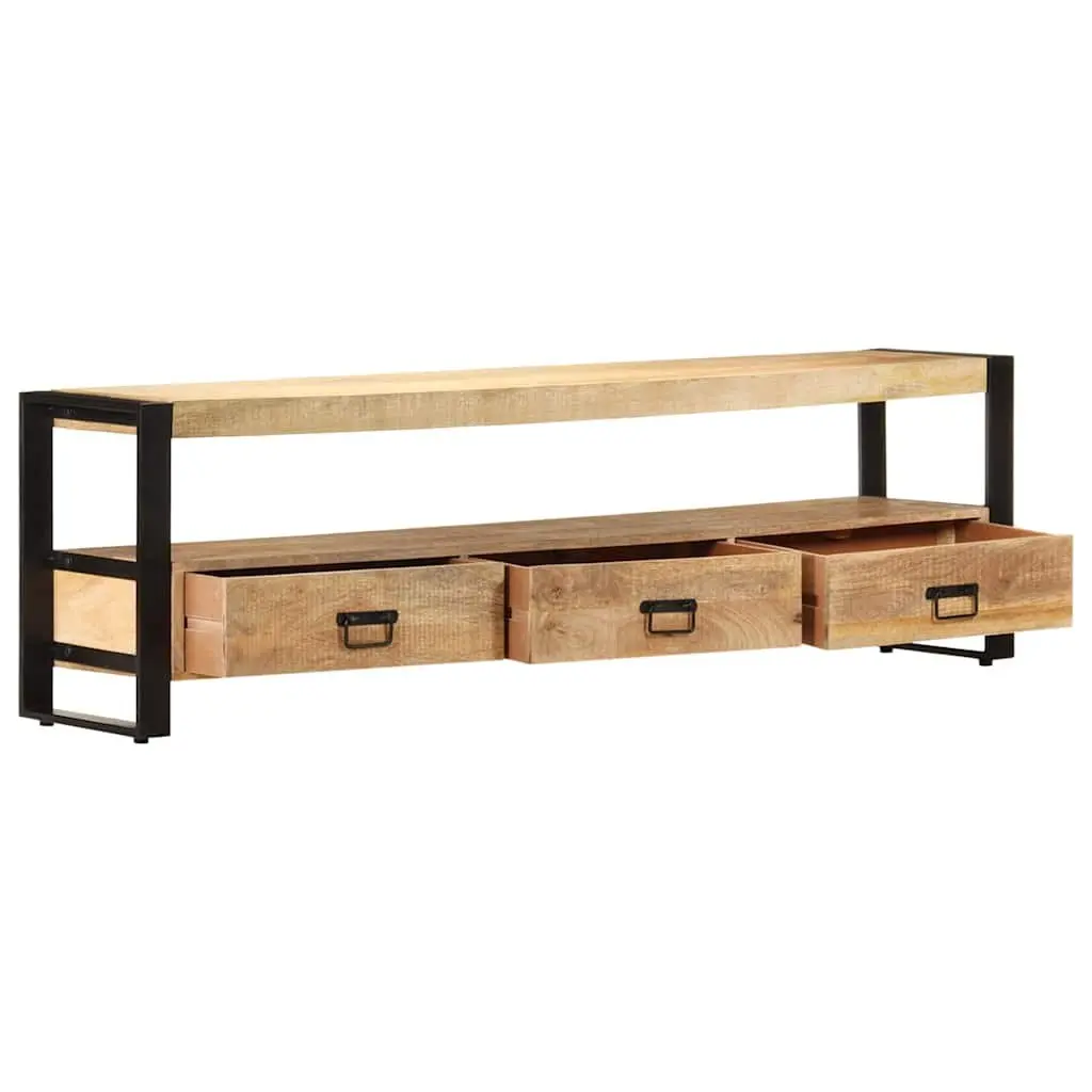 TV Cabinet Solid Mango Wood 150x30x45 cm Brown Rustic Lowboard Storage Drawers