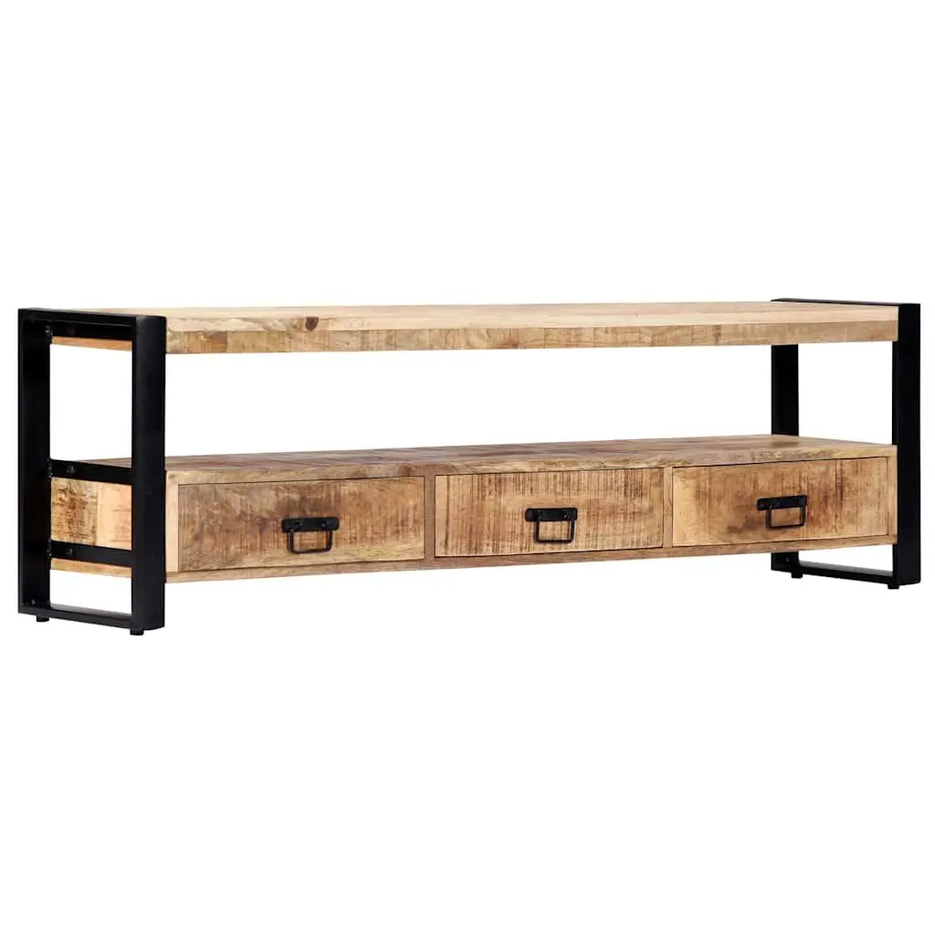TV Cabinet Solid Mango Wood 150x30x45 cm Brown Rustic Lowboard Storage Drawers