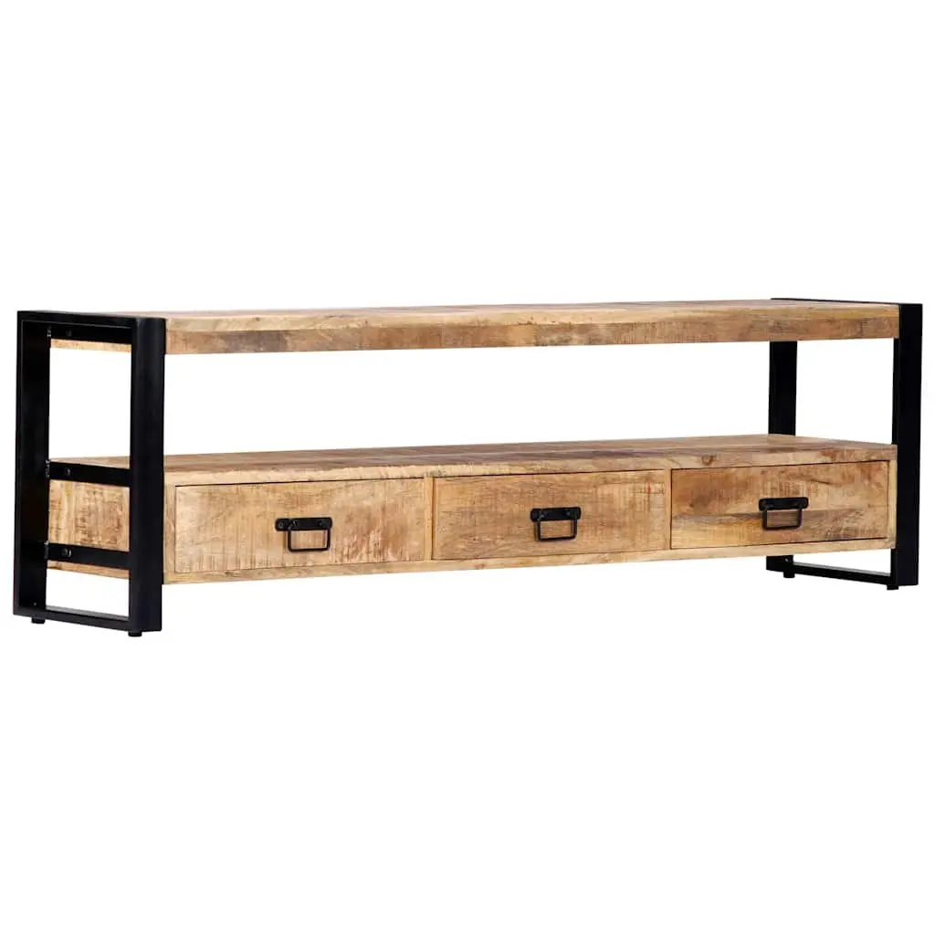 TV Cabinet Solid Mango Wood 150x30x45 cm Brown Rustic Lowboard Storage Drawers