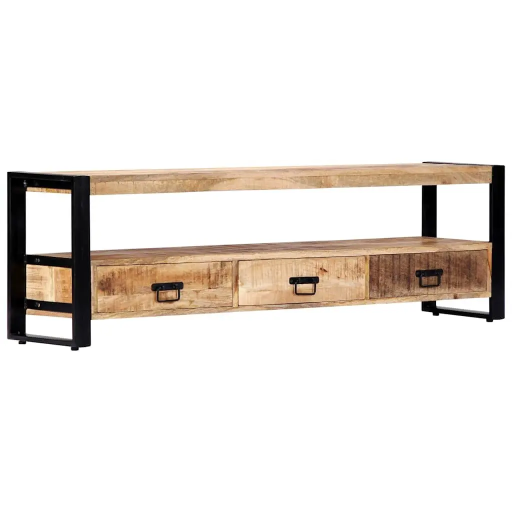 TV Cabinet Solid Mango Wood 150x30x45 cm Brown Rustic Lowboard Storage Drawers