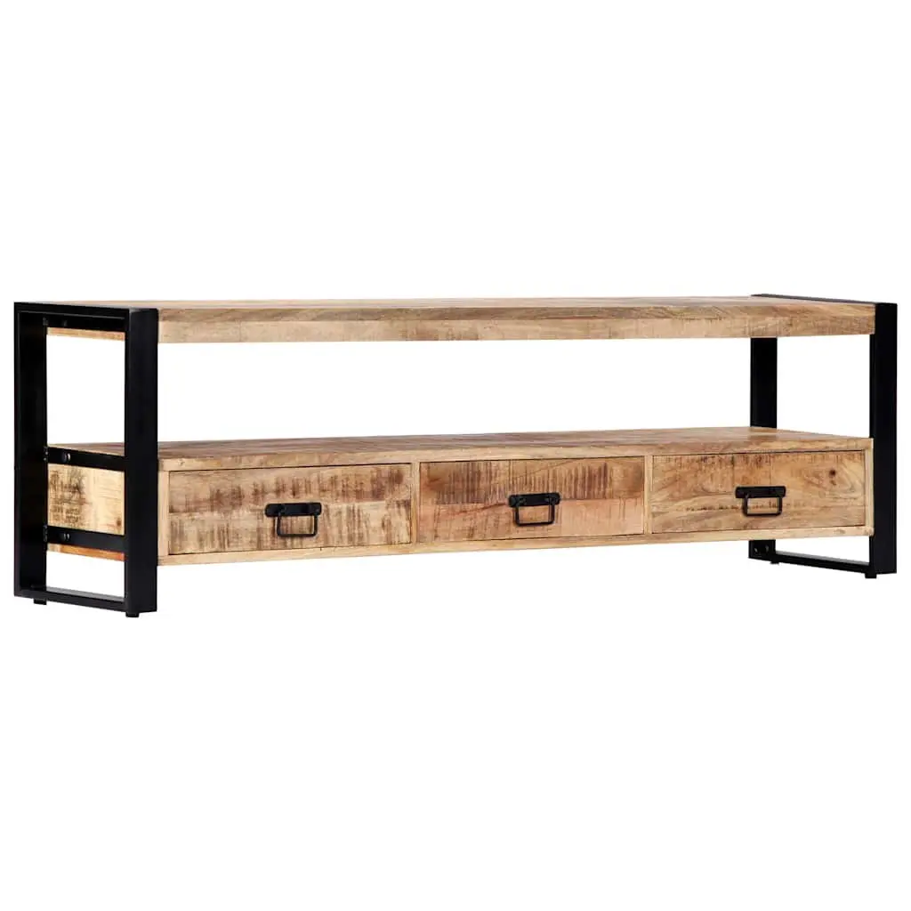 TV Cabinet Solid Mango Wood 150x30x45 cm Brown Rustic Lowboard Storage Drawers