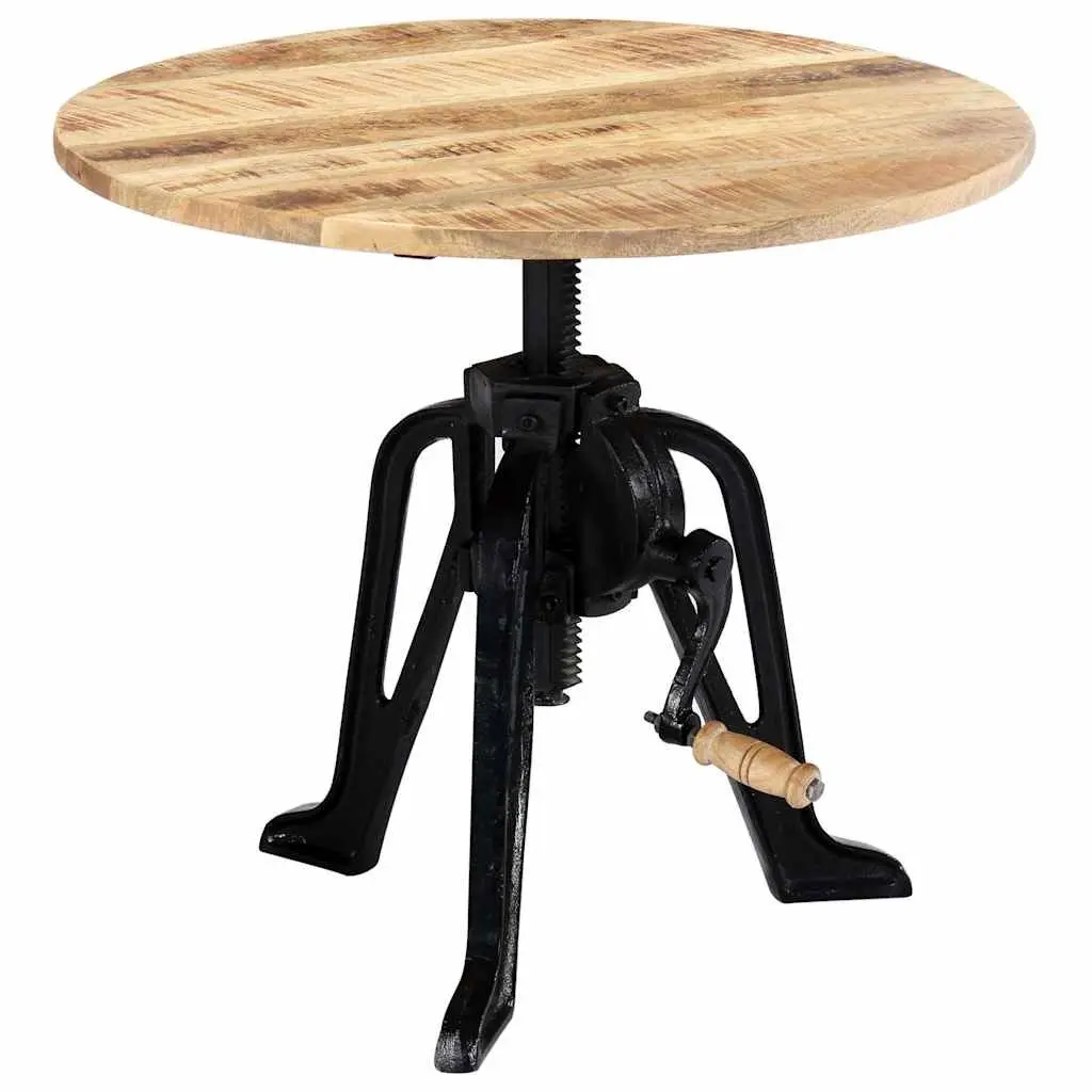 Adjustable Height Side Table with Solid Mango Wood