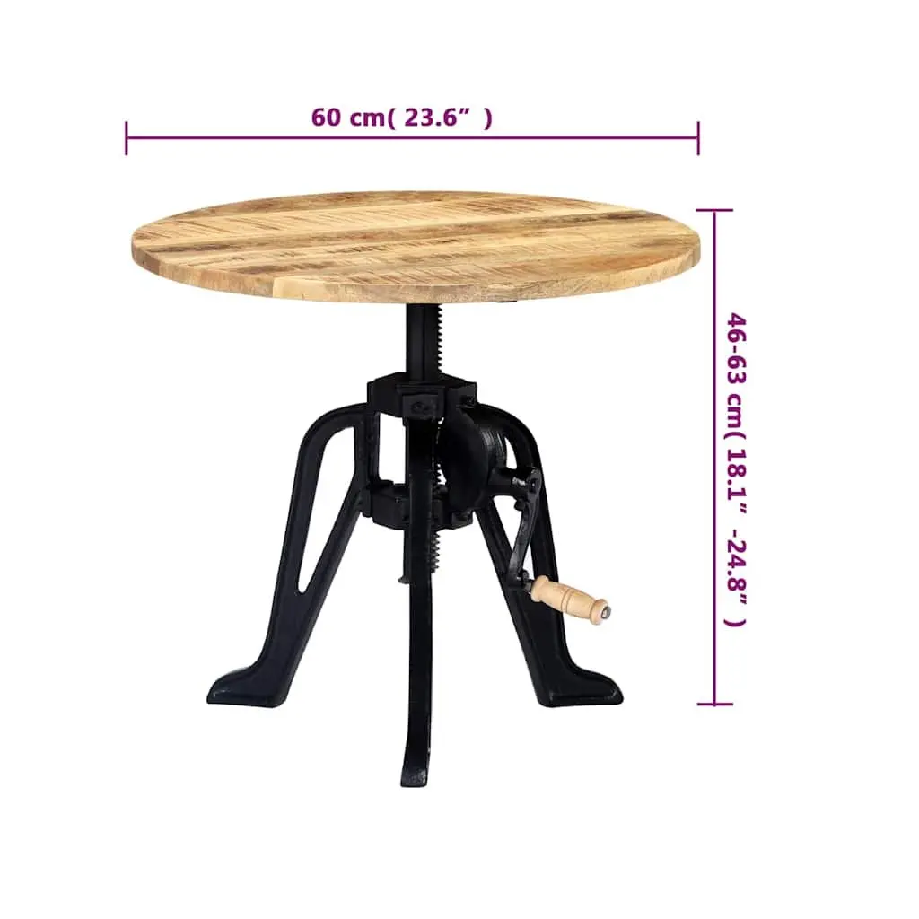 Adjustable Height Side Table with Solid Mango Wood