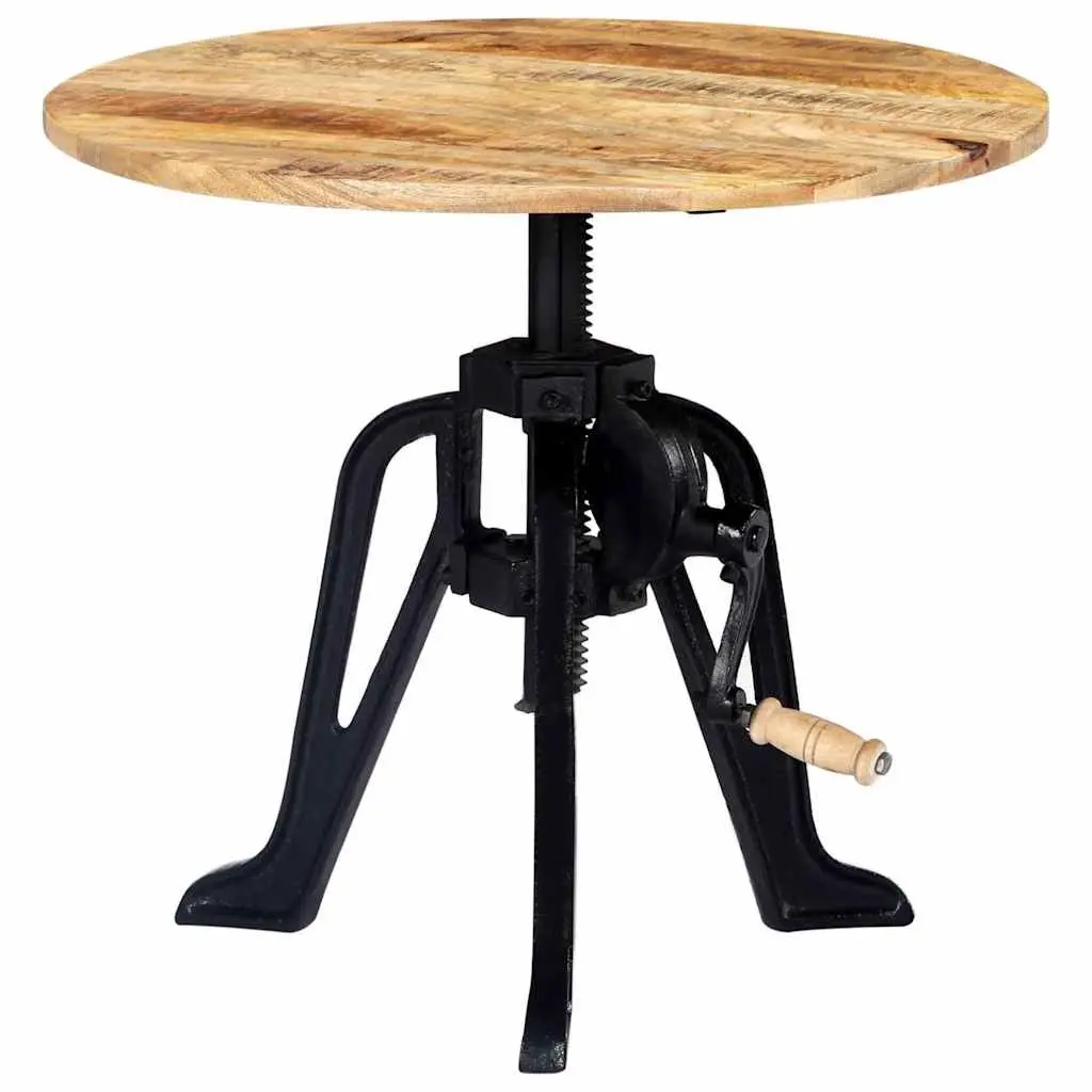 Adjustable Height Side Table with Solid Mango Wood
