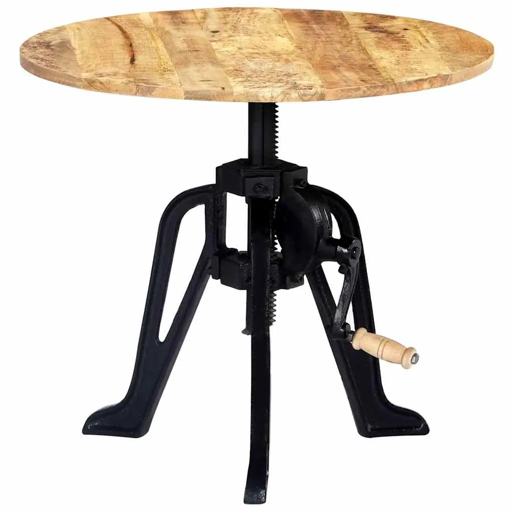 Adjustable Height Side Table with Solid Mango Wood