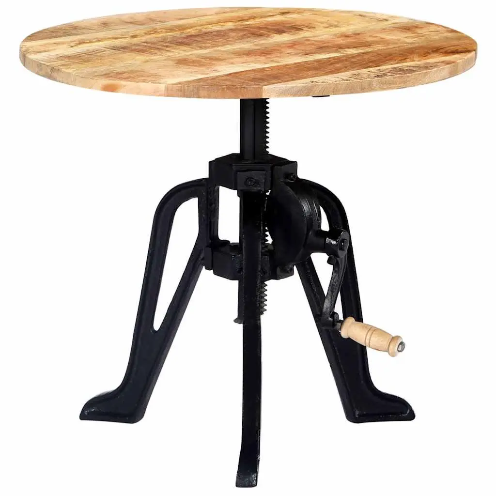 Adjustable Height Side Table with Solid Mango Wood