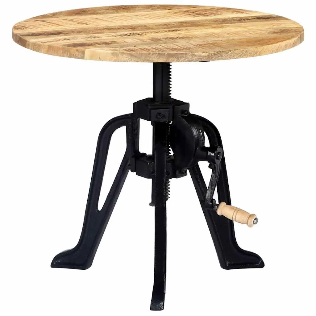 Adjustable Height Side Table with Solid Mango Wood