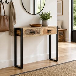 Solid Mango Wood Console Table 90x30x75 cm Brown