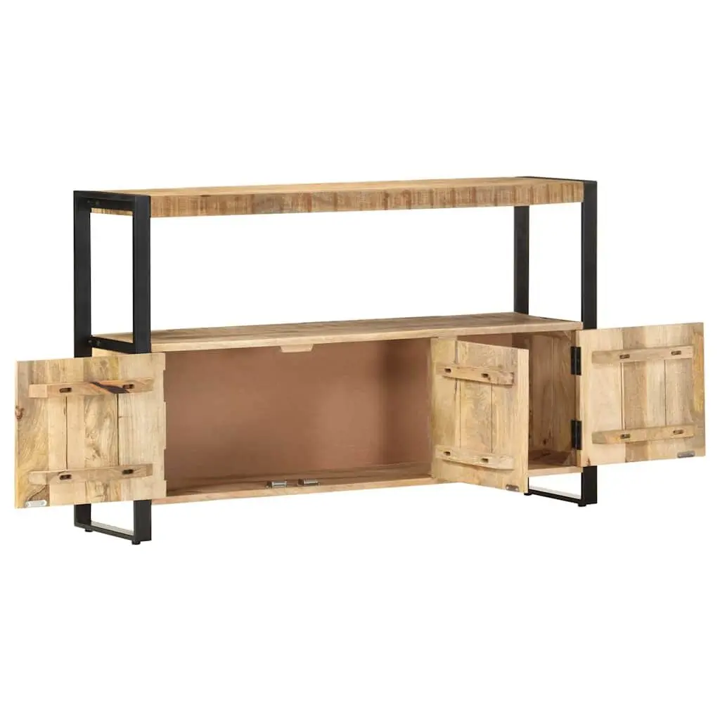 Solid Mango Wood Side Cabinet with Steel Frame