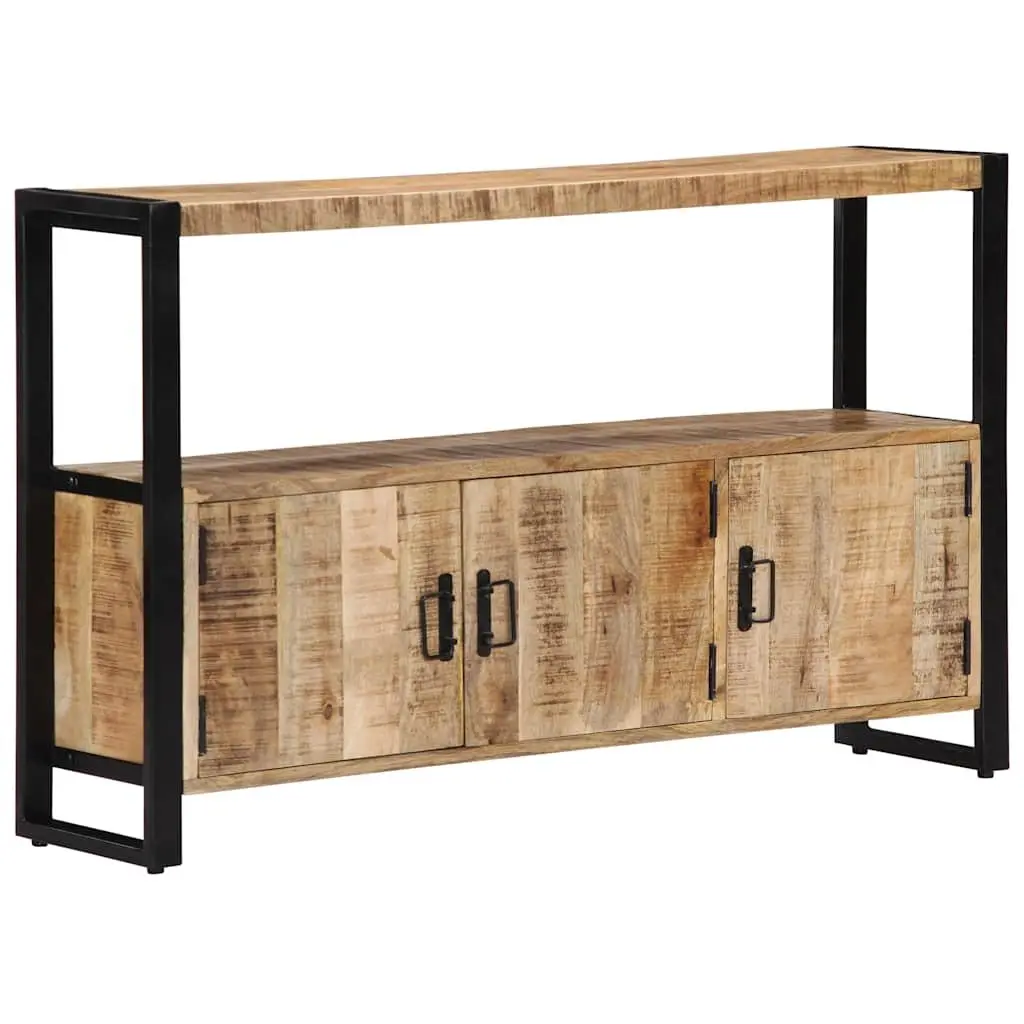 Solid Mango Wood Side Cabinet with Steel Frame