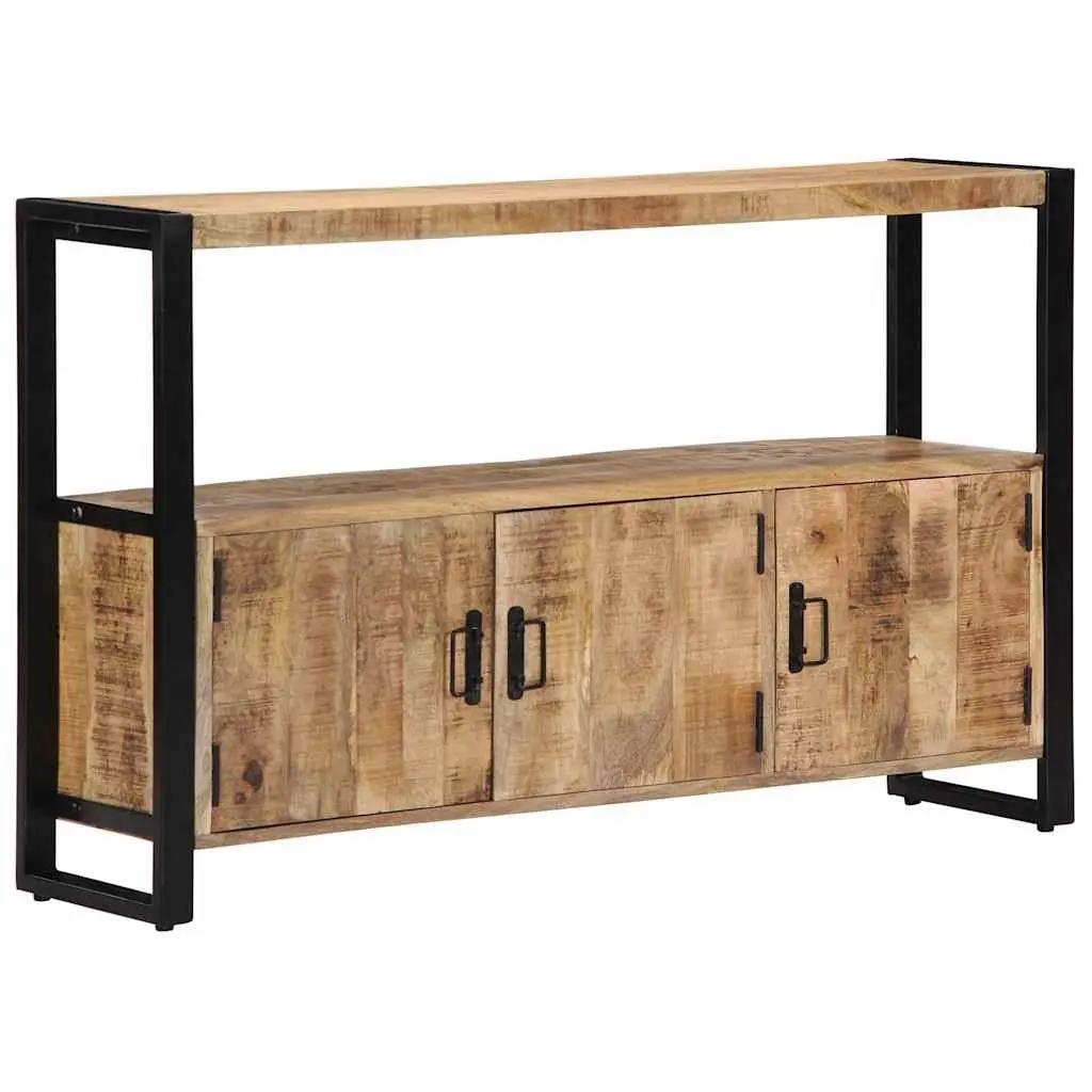 Solid Mango Wood Side Cabinet with Steel Frame