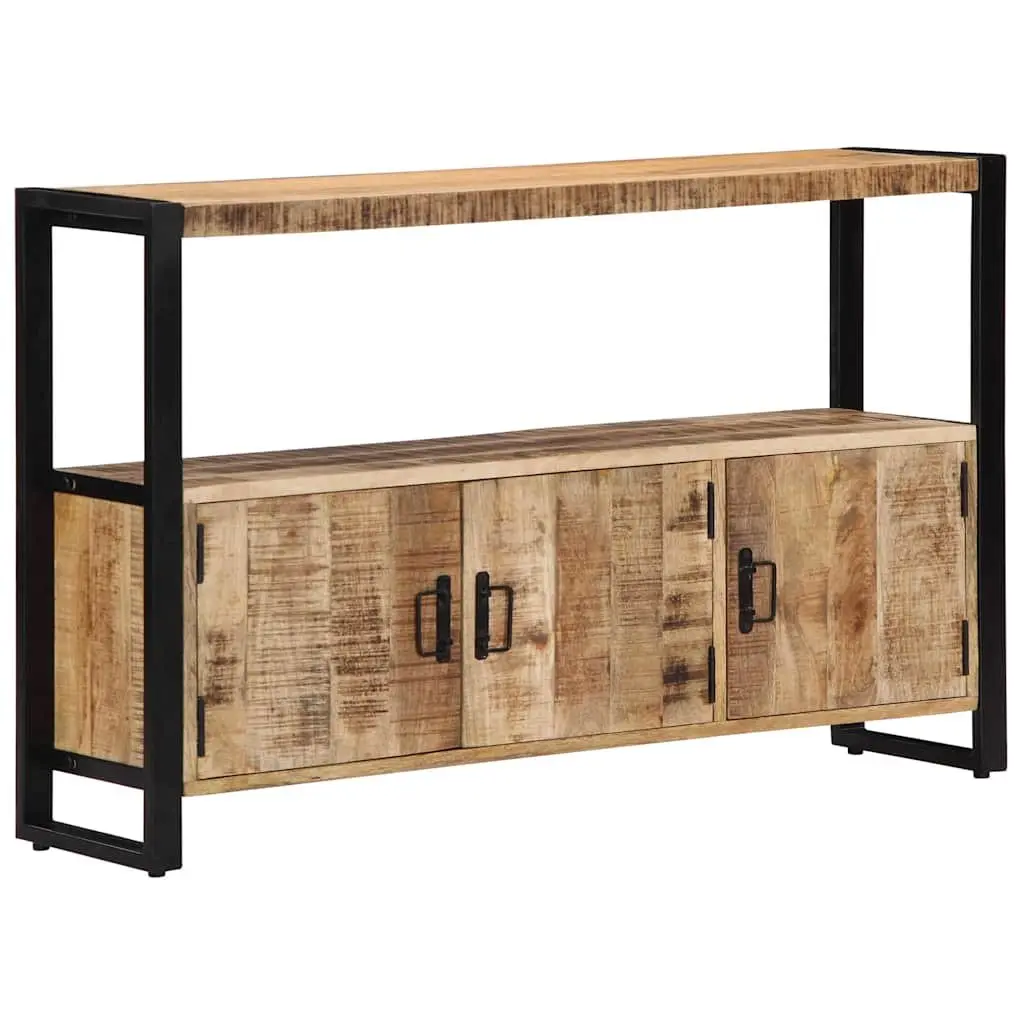 Solid Mango Wood Side Cabinet with Steel Frame
