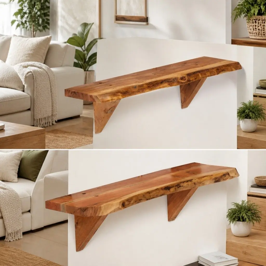 Wall Shelves Solid Acacia Wood 60x20x18 cm Brown Rustic Display Storage 2 Piece